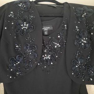 R&M RICHARD THREE PIECE FORMAL GAUCHO \ WIDE LEG  BLACK WITH SEQUINS PANT SUIT
